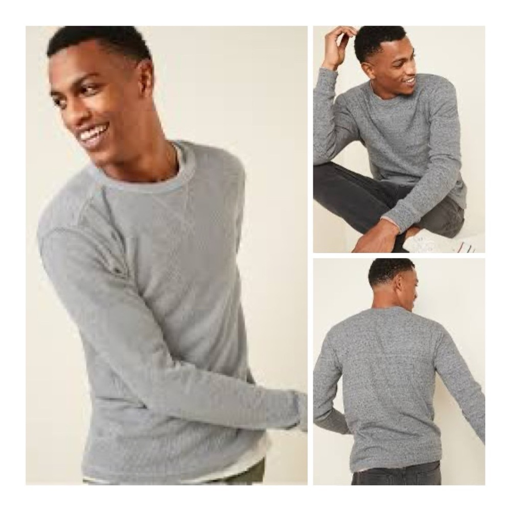OLD NAVY Men’s Long Sleeve Soft Washed Thermal Crewneck - Light Grey Heather
